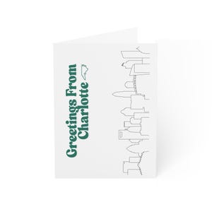 Biglietti d'auguri con paesaggio urbano di Charlotte / Set da 1, 10, 30, 50 pezzi / Perfetti per compleanni, ringraziamenti o promemoria di viaggio