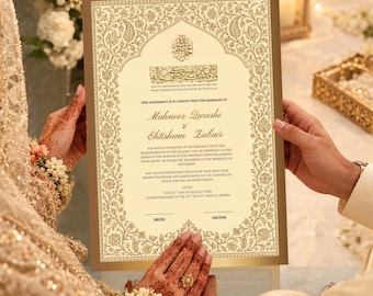 Luxury Nikkah Certificate, Editable Nikkah Certificate Canva Template, Muslim Wedding Contract, Bronze Islamic Nikah Nama (Digital Download)