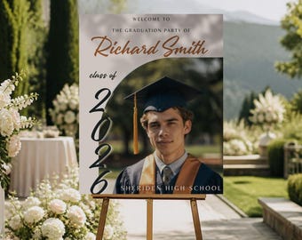 Boys Graduation Welcome Sign 2026 | Senior Grad Party | Editable Photo Poster (Digital Download)