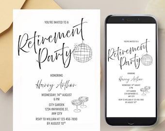 Modern Retirement Party Invitation Template (Digital Download)