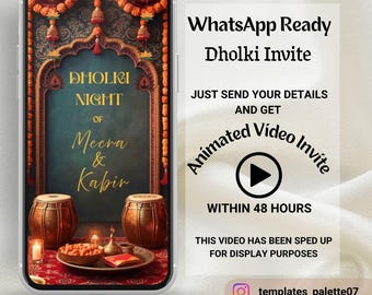 Animated Mehndi Dholki Invitation | Customizable Video Invite (Digital Download)