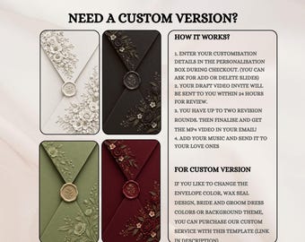 Get Customization Services of Our Templates, Like Envelope color, Dress color, Background theme or any other Personalization