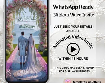 Nikkah Invitation Video Template | Muslim wedding invite | wedding invitations canva template | Save the date digital download