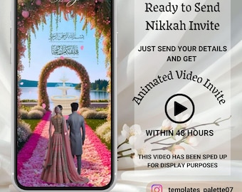 Muslim Wedding Video Invitation: Animated Electronic Invite (Digital Download Canva Template) Nikkah Invitation Video Template