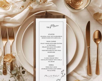 Modern Wedding Menu Template, Digital Wedding Menu Card, Custom Wedding Dinner Menu Template, Canva Wedding Menu Digital Download, M21