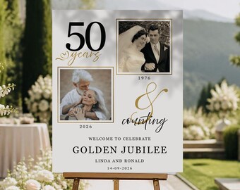 50th Anniversary Welcome Sign | Photo Template (Digital Download) | Fifty Years Wedding Anniversary Poster