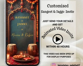 Jaggo Night Animated Wedding Invitation, Punjabi Sangeet, Sikh Invite (Digital Video Template)