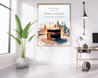 Personalized Umrah Mubarak Print, Elegant Hajj Gift (Digital Download)
