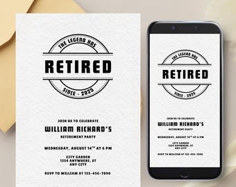 Retirement invitation Template Editable Modern Retirement Party invite Digital Download Printable Retirement Celebration invitation Digital