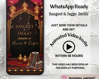 Jaggo Nights Invitation  video | Punjabi Wedding Invitation Template, Animated Sikh invite Save the Date, Sangeet Digital card