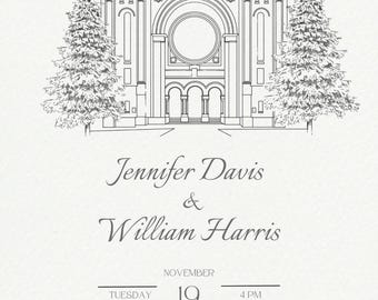 Wedding Venue Sketch | Custom Venue Drawing Digital  Download | Personalized Hand Drawn Building illustration | Bridal shower gift