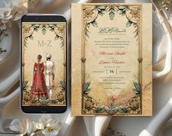 Animated Muslim Wedding Invitation, Nikkah Video Invite (Digital Template)