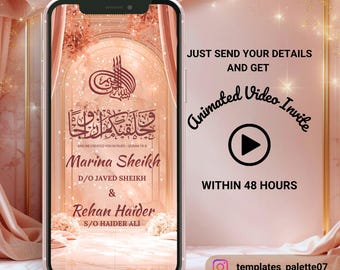 Editable Nikkah Invitation Video | Canva Islamic Wedding Mobile Template | Animated Muslim Invite