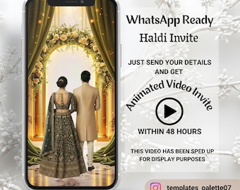 Indian Digital Mehndi Invitation Template, Mehendi Invite, Dholki night video Invitation, Animated invitation, Mayoun Mayun Haldi invite