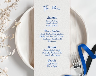Whimsical Menu Card design with Thank You Note | Vintage dinner Menu Template | Handwritten in ink | Digital download