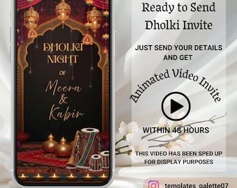 Digital Dholki Invitation video | Animated Mehndi night Invite | Dholki night Invitation Mehendi video invitation | Sangeet Digital Template