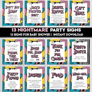 Paquete de letreros para mesa de baby shower de pesadilla, Halloween, Navidad, póster de bienvenida, decoración de mesa, carteles imprimibles NBC NO3, descarga instantánea