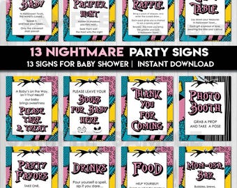 Set di cartelli da tavolo per baby shower a tema Halloween e Natale / Poster di benvenuto per decorazioni da tavolo / Poster stampabili NBC NO3 / download immediato