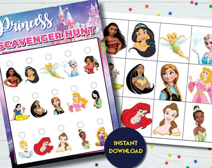 Princess Riddle Princess Tricky Scavenger Hunt Checklist Game | Birthday Treasure Hunt ...