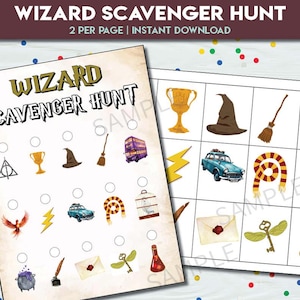 Wizard Scavenger Hunt Checklist game | Magic School Party Game Tricky Treasure Hunt | Wizarding world Activity birthday | Instant Download