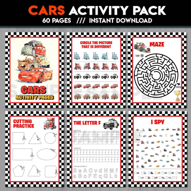 Cars Activity Pages | Preschool Activity | Lightning Mcqueen Printable ...