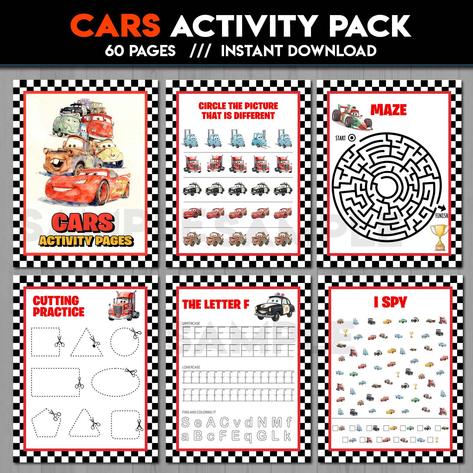 Cars Activity Pages | Preschool Activity | Lightning Mcqueen Printable ...