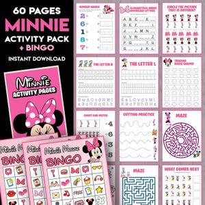 Minnie Mouse activity pages | Mickey Clubhouse Birthday Preschool school Activities for kids | Coloring maze Education | Instant Download