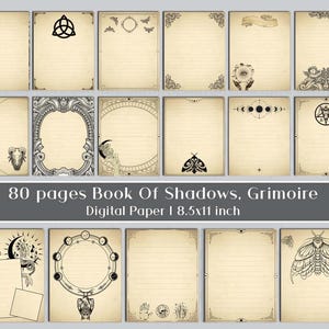 Book of Shadows pages, Grimoire Witchcraft Spell Book, Digital Paper, Gothic Witch Junk Journal Bundle, Instant download NO2