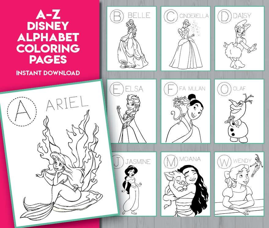 Princess Cartoon Alphabet Worksheets Tracing Coloring Book | Cartoon ...