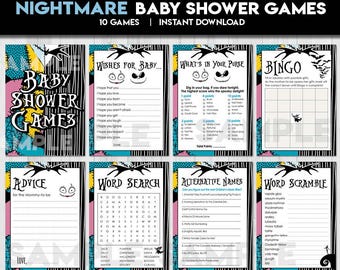 Nightmare Halloween Christmas Baby Shower Games set bundle | The Price is Right Games Bundle | Printable Activities NBC | instant download