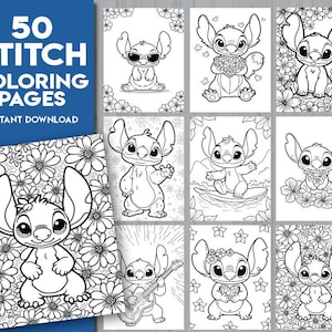 Stitch coloring pages| party game | Lilo Printable birthday Coloring Book | kids Birthday Party Activity Stitch and Angel | Instant Download