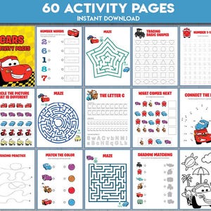Cars Activity Pages | Preschool Activity | Lightning Mcqueen Printable ...