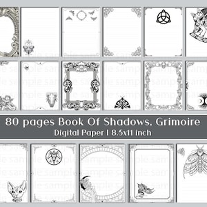 Book of Shadows pages, Grimoire Witchcraft Spell Book, Digital Paper, Gothic Witch Junk Journal Bundle, Instant download