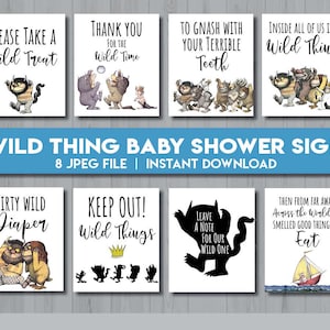 Where the Wild Things Are Printable Decor Signs | Wild One Baby Shower Signs | Birthday Printable Sign  Set | Instant Download | Set NO.2