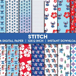 Stitch Digital Paper pattern | Tropical digital papers Scrapbook Aloha | Lilo Stitch scrapbook Hawaii Digital Scrapbook | Instant Download
