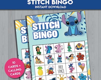 Stitch Bingo Spiel blau | Gesellschaftsspiel | Lilo Printable Geburtstags Bingo | Kindergeburtstag-Party-Aktivität | Sofort Download