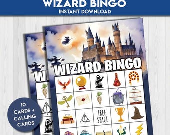 Zauberer-Bingo | Zauberhaftes Schulspiel-Party Geburtstags-Bingo | Zauberer Schule Kinder Geburtstagsparty Aktivität Zauberwelt Spiel | sofort download