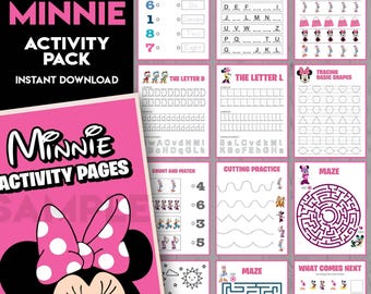 Minnie Mouse activity pages | Mickey Clubhouse Birthday Preschool school Activities for kids | Coloring maze Education | Instant Download