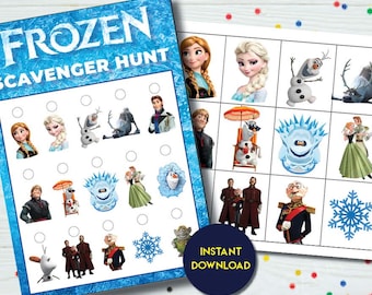 Gioco di caccia al tesoro Frozen Tricky / Elenco delle attività del gioco di caccia al tesoro di Elsa / Festa di compleanno di Anna Frozen / Download immediato
