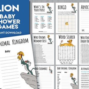 Löwe-Babyparty-Spiele-Set | Der Preis ist richtig Guess Who Games Bundle Simba König | Druckbare Aktivitäten Löwe | Sofort Download