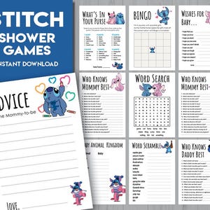 Stitch Baby Shower Games set | The Price is Right Guess Who Games Bundle | Fun Printable Activities Classic lilo Stitch | Instant Download