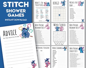 Stitch Baby Shower Games set | The Price is Right Guess Who Games Bundle | Fun Printable Activities Classic lilo Stitch | Instant Download