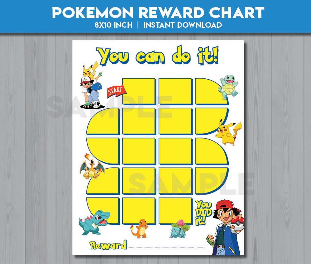 Pokemon Reward Chart | Pokemon Pikachu Kids Routine & Sticker Chart ...