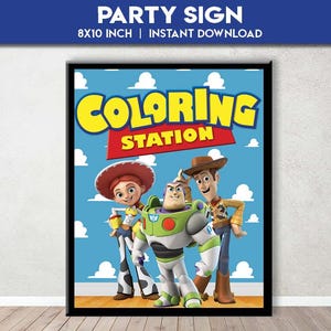 Toy Story coloring station party sign | Toy Story Birthday Party Table Sign | party poster | activity Station sign | Instant Download