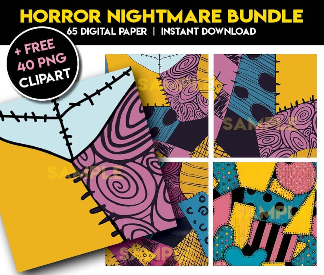 Nightmare Halloween Christmas Digital Paper Bundle | Papers Scrapbook ...