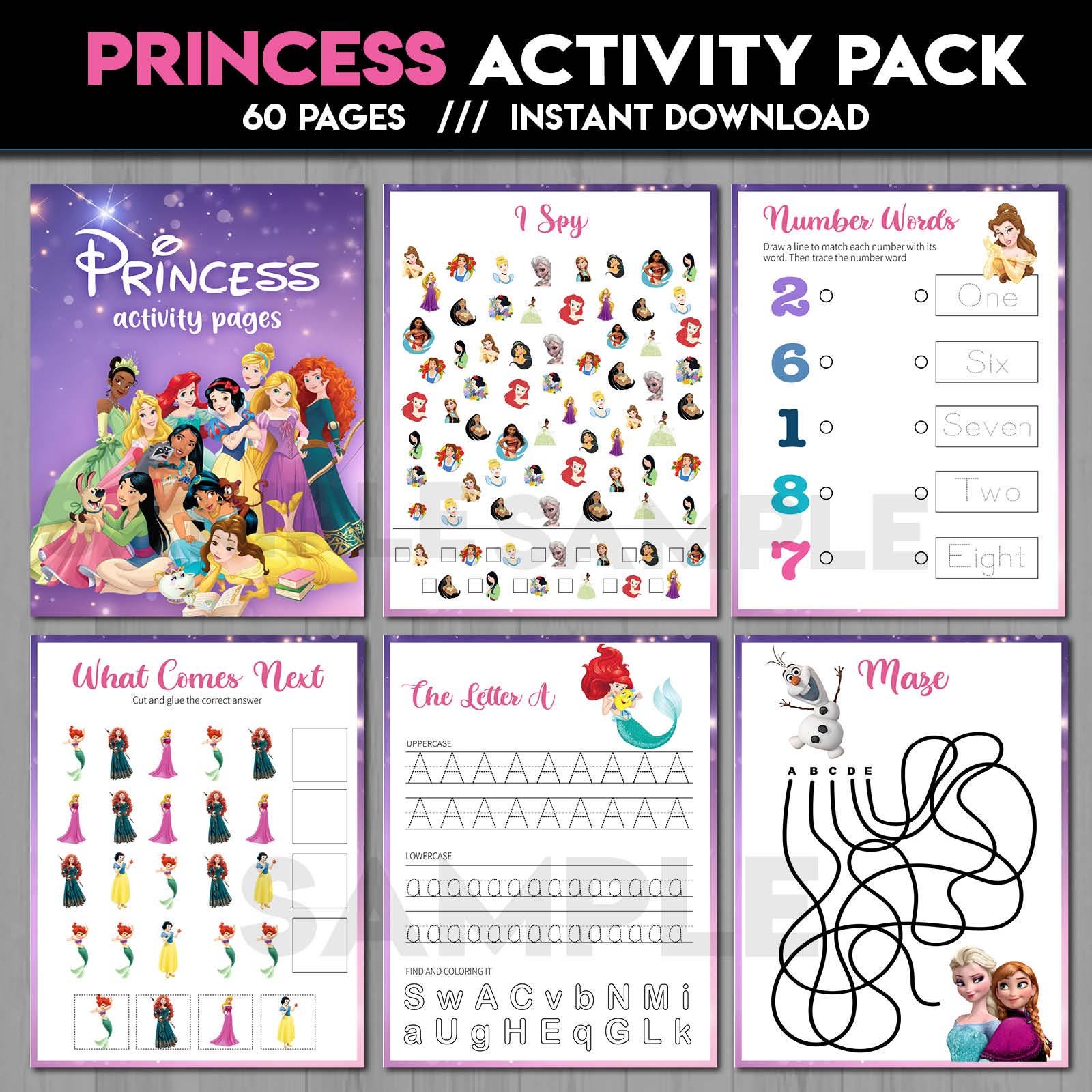 Princess Activity Pages | Preschool Set Bundle | Alphabet Worksheets ...