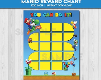 Super Plumber Brothers Belohnungstabelle | Mario Kids Routine & Sticker Diagramm Töpfchen Diagramm luigi | Reward Sticker Chart zum sofortigen Download
