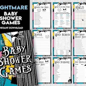 Nightmare Halloween Christmas Baby Shower Games set bundle | The Price is Right Games Bundle | Printable Activities NBC | instant download