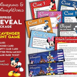 Disney Clues Magical Theme Park Trip Reveal Tricky Scavenger Hunt Clues Riddles Game ...