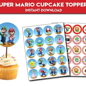 Super Plumber Brothers cupcake toppers | Mario party birthday set cupcake | Luigi decoration Cake Topper | instant download